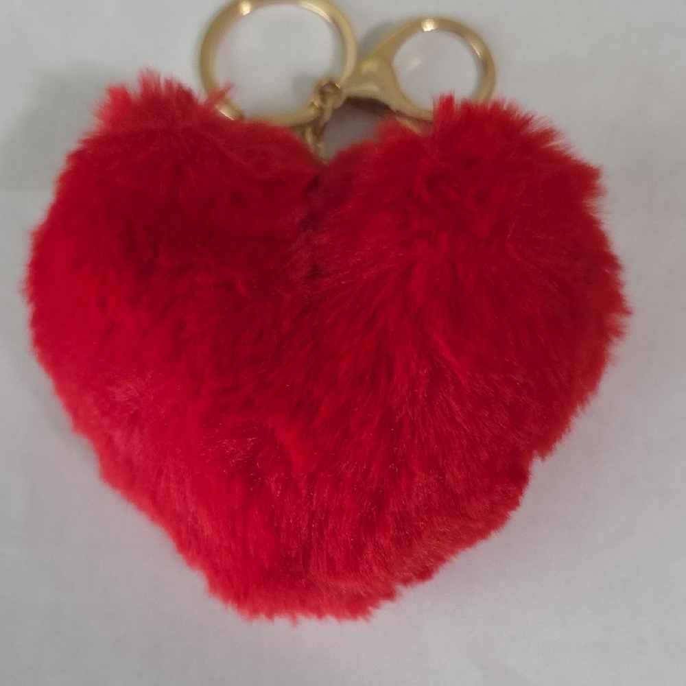 Red Fluffy Heart Key Holder